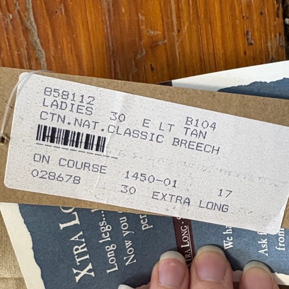 NWT On Course Cotton Naturals Knee Patch Riding Pants Breech 30 Long - Picture 4 of 8